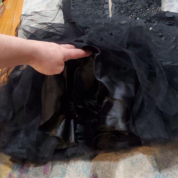 Sherri Hill Black Embroidered Prom Mini Dress Size 10 - Picture 16 of 17